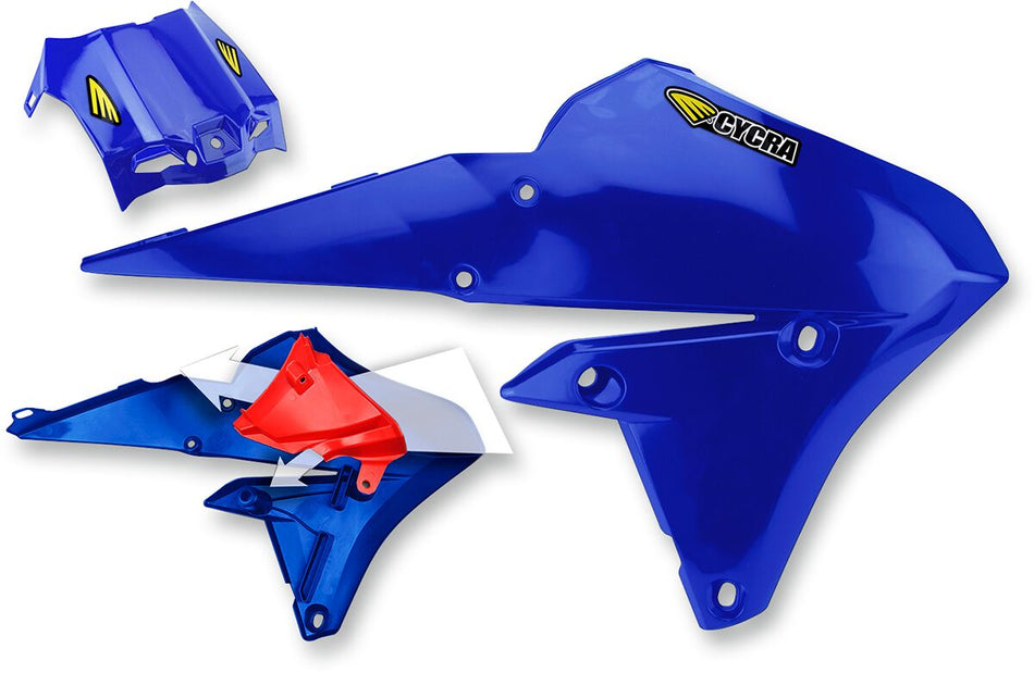 CYCRA POWERFLOW INTAKE RADIATOR SHROUDS W/AIRBOX COVER YAMAHA BLUE