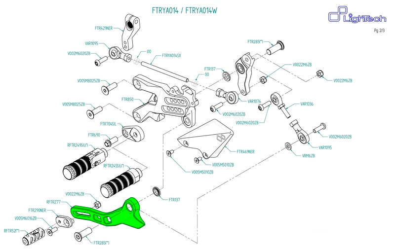 LIGHTECH Gear Lever Assembly for Rear Sets FTRYA014 / FTRYA014W / FTRKA009R
