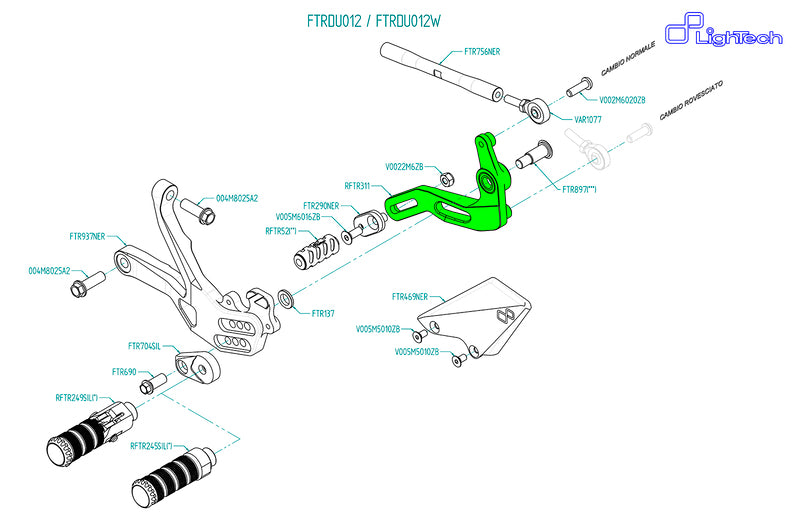 LIGHTECH Gear Lever Assembly for Rear Sets FTRDU012 / FTRDU012W
