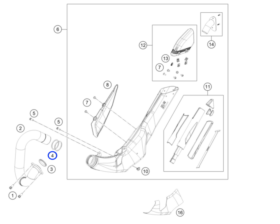 Jitsie Exhaust Pipe/Middle Box O-Ring Silicone 44.05X3.53MM Gas Gas Pro/Racing/GP 02-26