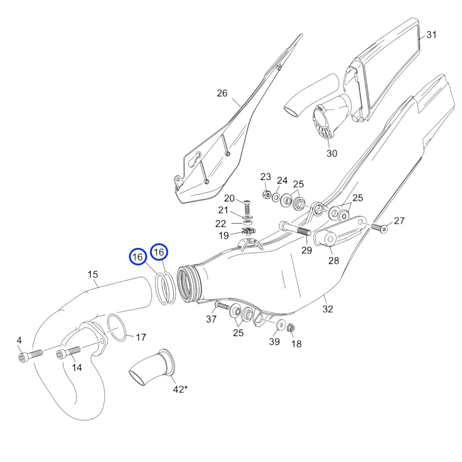 Jitsie Exhaust Pipe/Silencer O-Ring Viton 51X4MM Scorpa SCT/SC-F 23-26, Sherco ST-R/ST-F 23-26