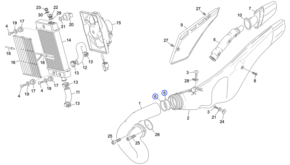 Jitsie Exhaust Pipe/Silencer O-Ring Silicone 52X57X2.5MM Scorpa SC 15-22, Sherco ST 14-22
