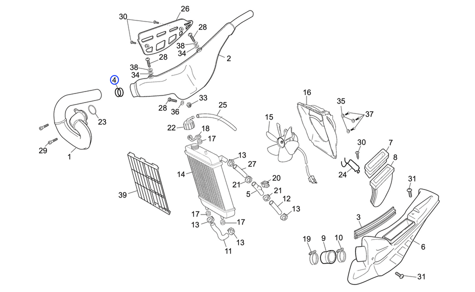 Jitsie Exhaust Pipe/Silencer O-Ring Viton 44X3.5MM Scorpa SC 10-13, Sherco ST 99-13